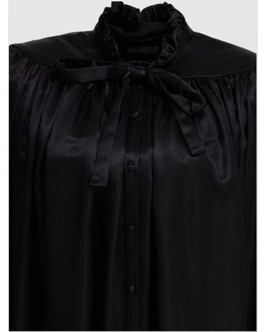 Balenciaga Black Silk Lace-Up Blouse