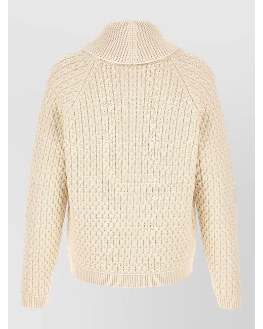 J.W. Anderson Natural Cable Knit Cardigan High Collar Cuffs Hem for men