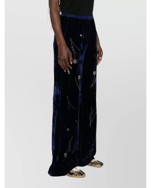 Forte_forte Black High Waist Velvet Trousers Crystal Floral