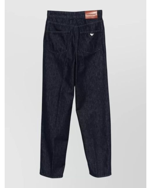 Emporio Armani Blue Denim Pleated Straight Trousers
