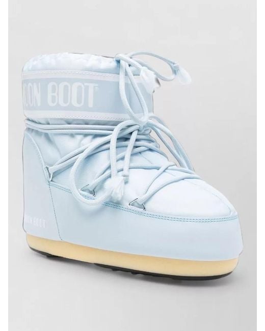Moon Boot Blue Silk Logo-Print Lace-Up Snow Boots