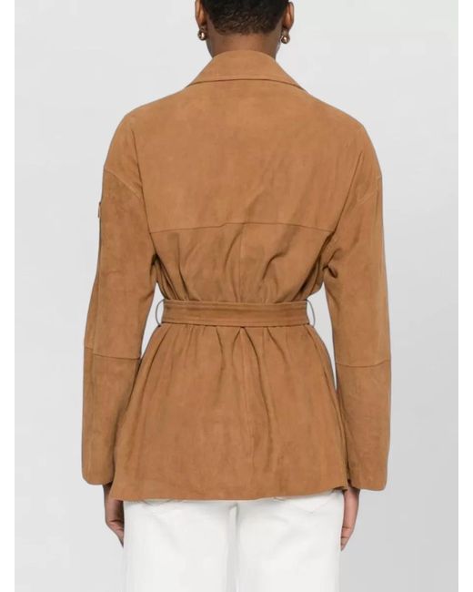 Peuterey Brown Machuca Suede Jacket Belted Waist Design