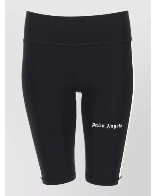 Palm Angels Blue Track Biker Shorts Logo Elastic Waistband