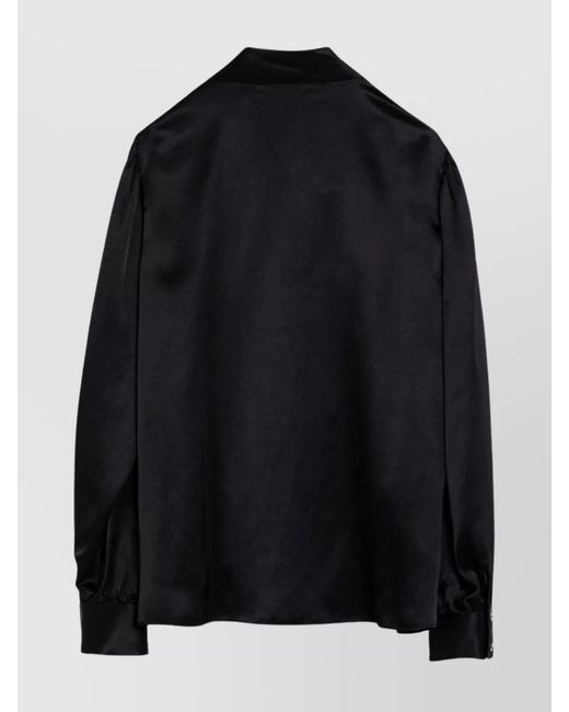 Alessandra Rich Black Silk Bow Blouse