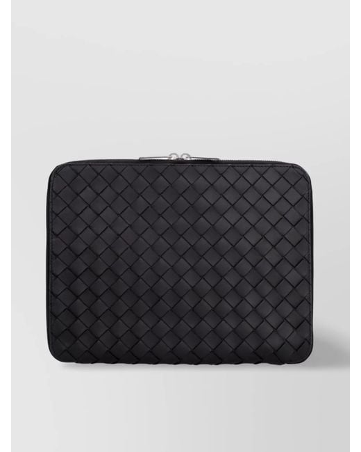 Bottega Veneta Black Calf Leather Intrecciato Clutch Bag for men