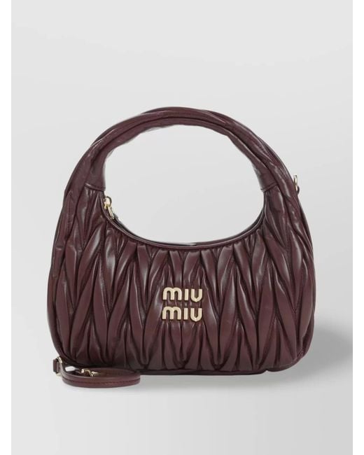 Miu Miu Brown Matelassé Small Leather Shoulder Bag
