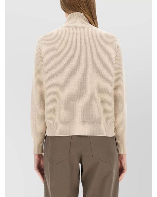 Brunello Cucinelli Natural Cashmere Knit Sweater Chest Pocket