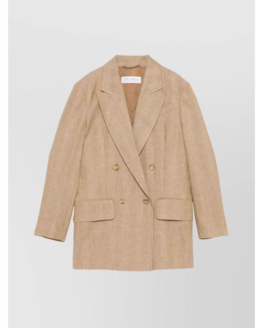 Max Mara Natural Gerla Double-Breasted Jacket Notched Lapels
