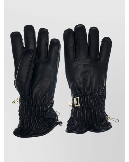 Restelli Black Leather Gloves for men