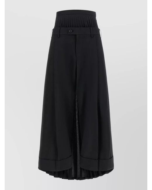 Junya Watanabe Blue High Waist Pleated Skirt Pants Belt