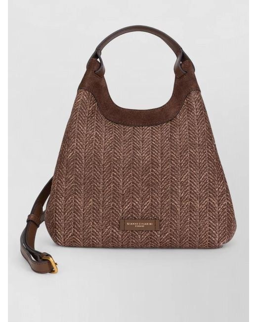 Gianni Chiarini Brown Dua Straw Texture Shoulder Bag