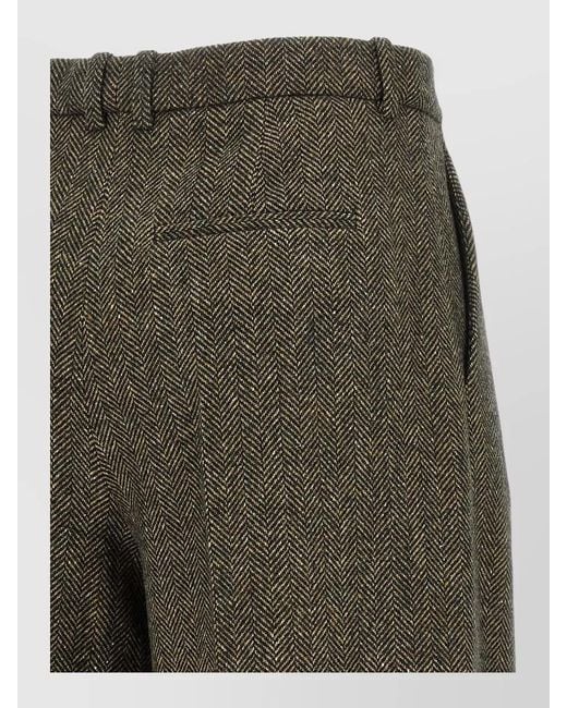 Saint Laurent Green Silk Wide-Leg Midi Tailored Trousers