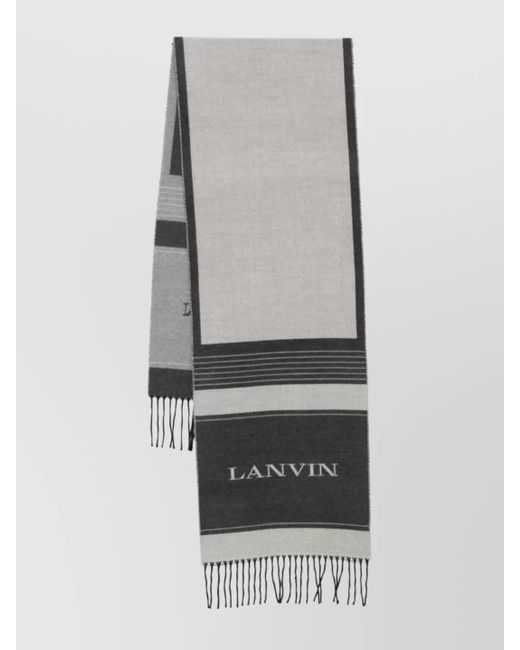 Lanvin Gray Logo-Lettering Scarf