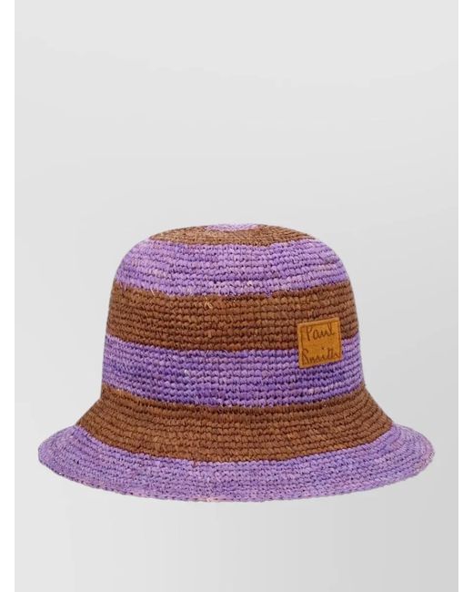 Paul Smith Purple Woven Texture Hat Striped Pattern Design