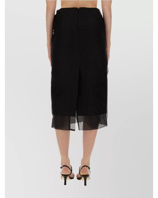 Sportmax Black Silk High-Rise Skirt