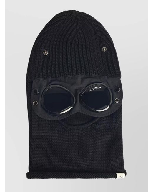 C P Company Blue Wool Balaclava Featuring Integrated Goggles for men