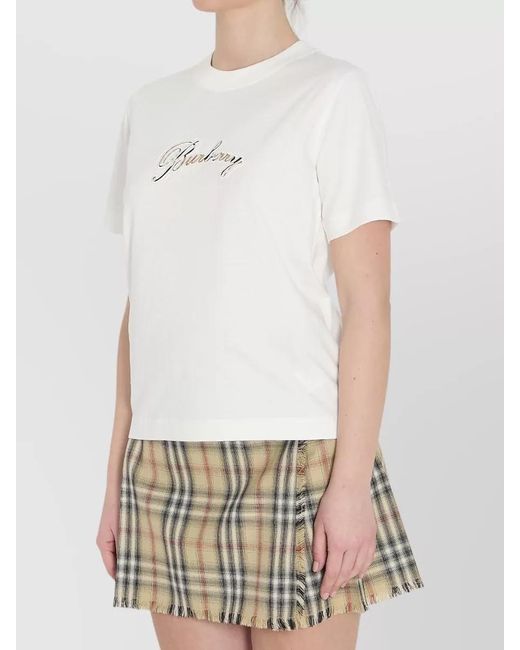 Burberry White Logo Print Crewneck T-Shirt