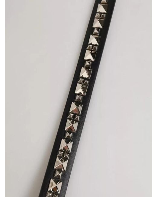 Dolce & Gabbana Black Leather Studded Belt Tone Buckle for men