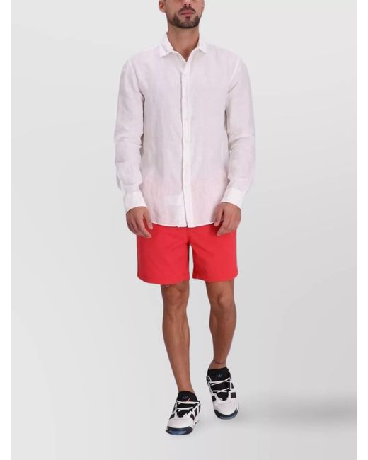 Emporio Armani Pink Linen Long-Sleeve Shirt for men