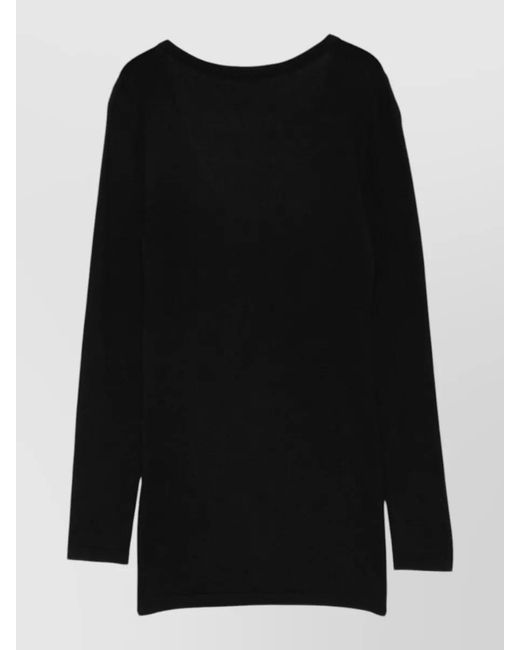 Lisa Yang Black Cotton Cashmere Scoop Neck Long-Sleeve Sweater