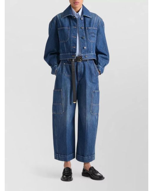 Givenchy Blue Short Denim Jacket Long Sleeves Pockets