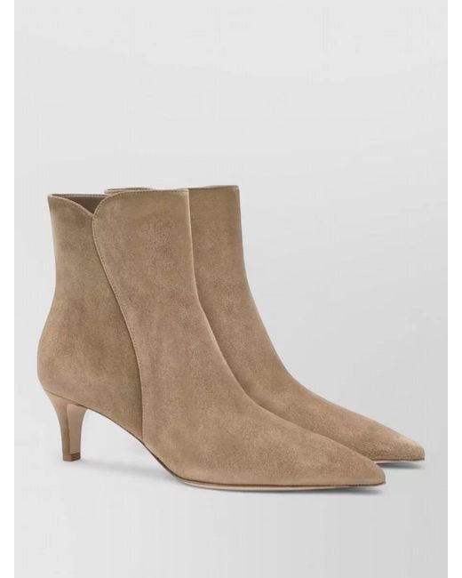 Gianvito Rossi Brown Levy Suede Ankle Boots Kitten Heel