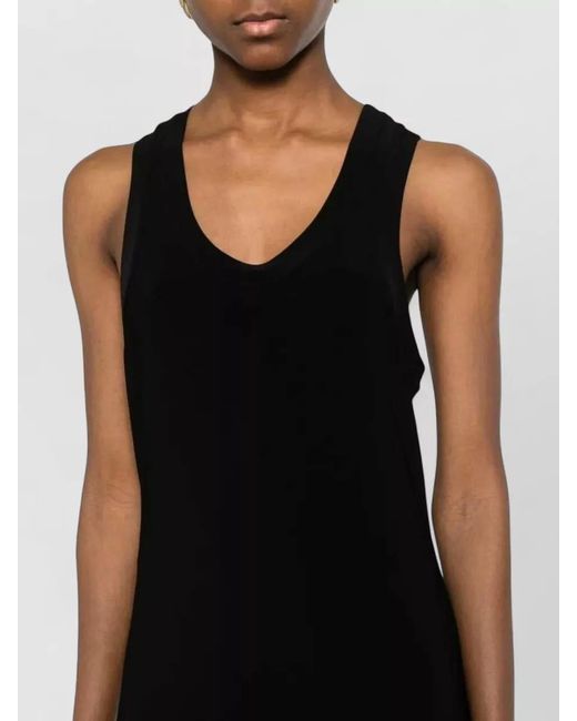 Norma Kamali Black Racer Neck Long Dress Side Slit