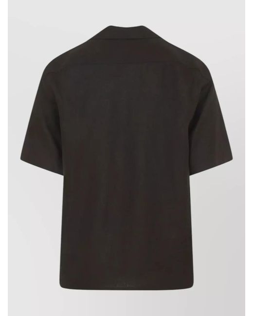Zegna Black Oasi Linen Shirt Cuban Collar Short Sleeves for men