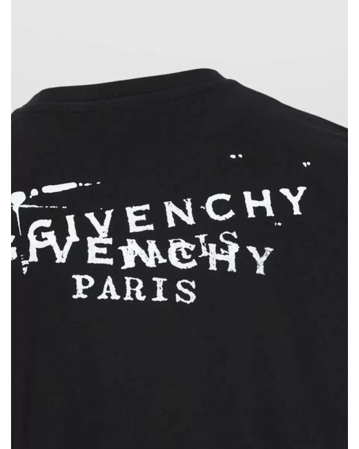 Givenchy Black Crewneck T Shirt Graphic Back Ribbed Collar