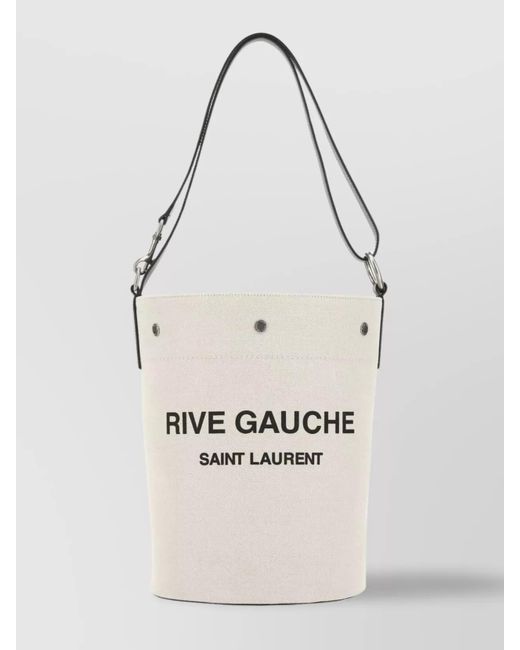 Saint Laurent White Medium Fabric Bucket Bag