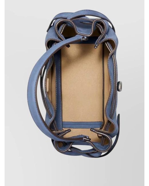 Tory Burch Blue Romy Nubuck Bucket Shoulder Bag