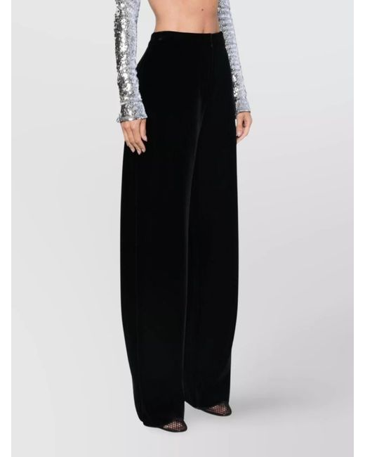 Sportmax Black Velvet High-Rise Wide-Leg Trousers