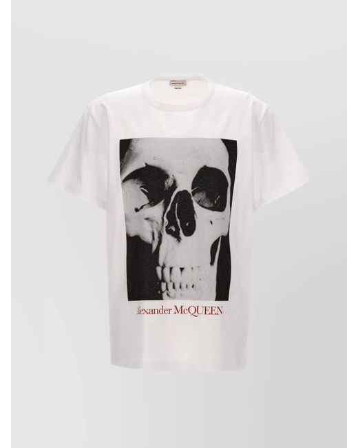 McQueen White Regular-Fit Skull-Print T-Shirt for men