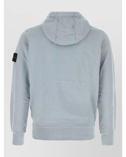 Stone Island Blue Cotton Regular-Fit Hoodie for men