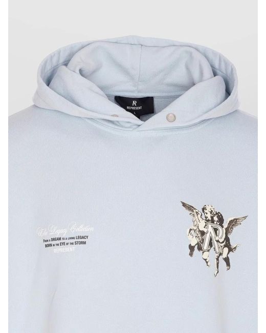 Represent Blue Hooded Sweater Kangaroo Pocket for men