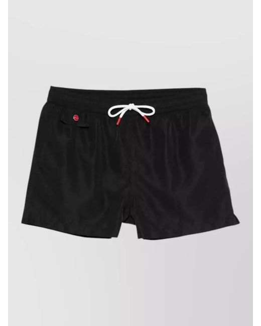 Kiton Black Printed Swim Shorts for men