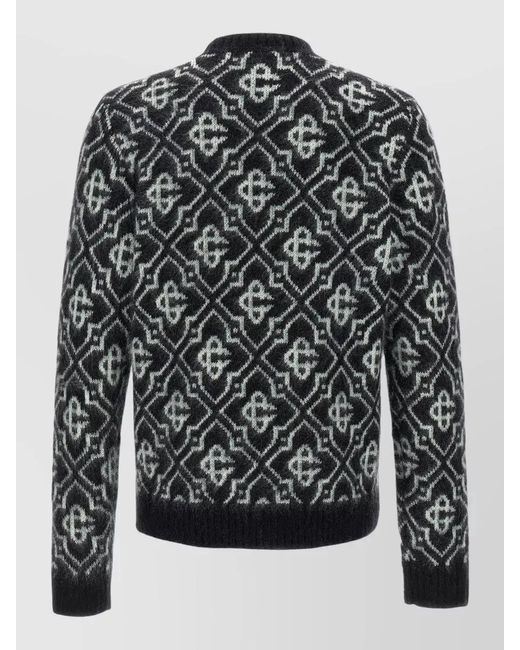 Casablanca Black Monogram Crew Neck Long Sleeve Jumper for men