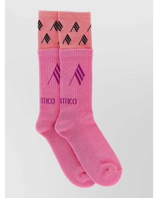 The Attico Pink Logo Socks Double Layer Contrast Cuff