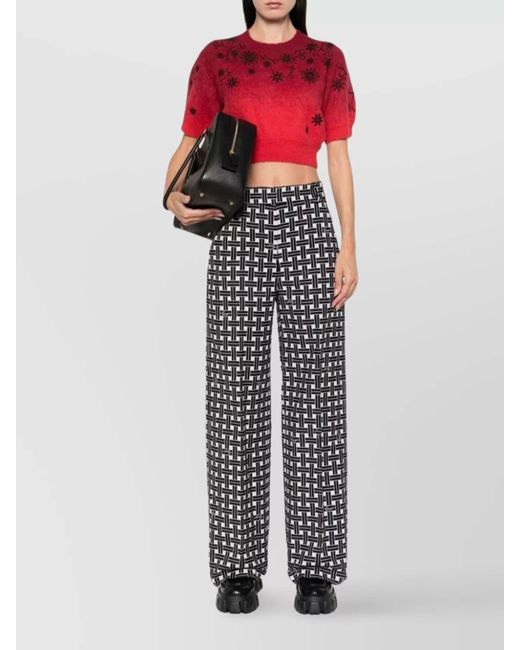 KENZO Black High-Rise Straight-Leg Trousers