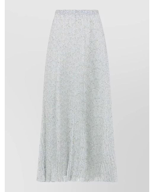 Ermanno Scervino White Silk Floral Print Pleated Midi Skirt