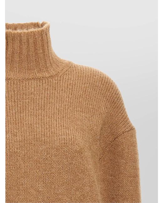 Jil Sander Brown Alpaca Wool Turtleneck Sweater
