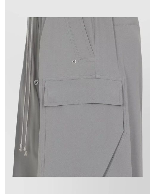 Rick Owens Gray Cargo Pants Wide Leg Multiple Pockets