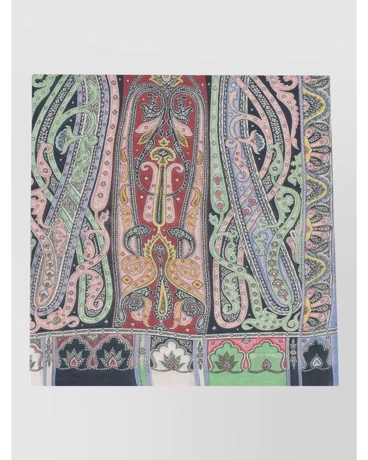 Etro Gray Paisley Rectangular Lightweight Fashion Scarf