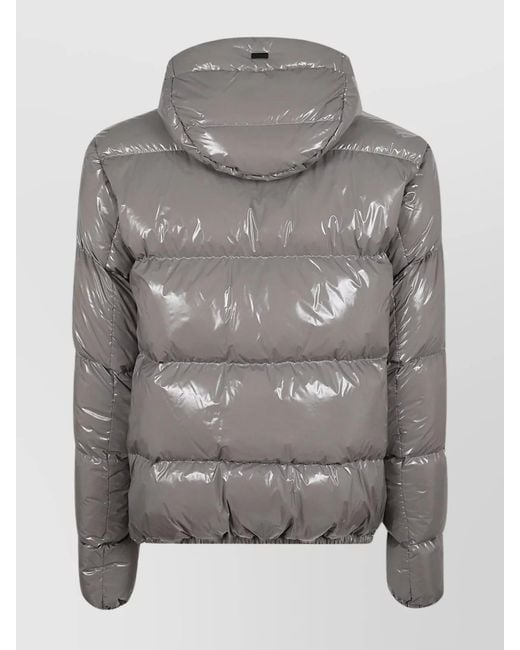 Herno Gray Gloss Hooded Down Bomber Jacket for men