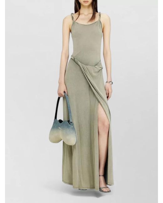 DIESEL Multicolor Sleeveless Dress Twisted Straps Side Slit Draped