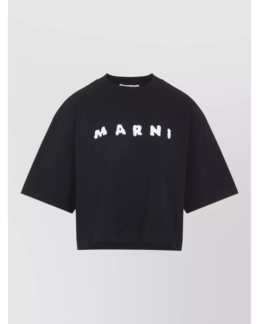 Marni Blue Cotton Oversized Logo-Print T-Shirt
