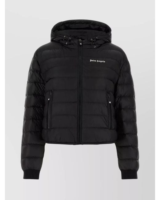 Palm Angels Black Down Hooded Puffer Jacket