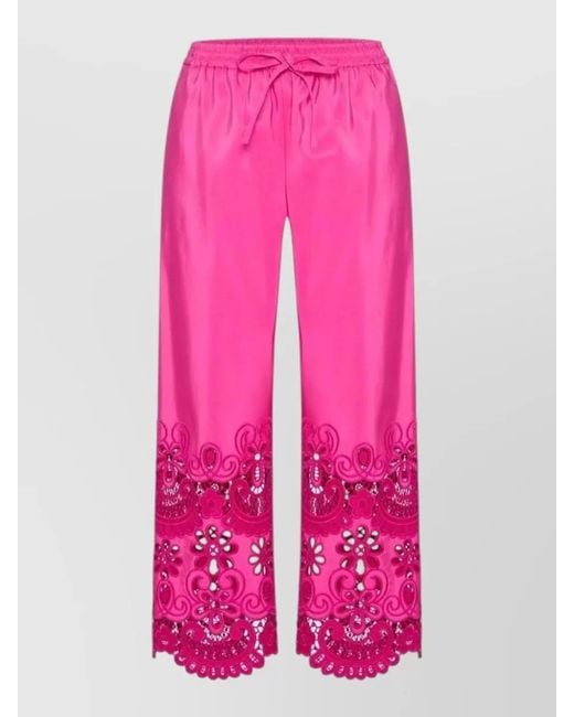 Valentino Garavani Pink Silk Wide-Leg Trousers