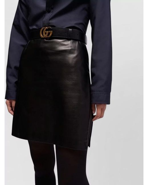 Gucci Black Leather Mini Skirt