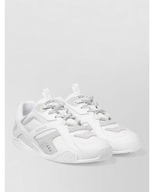 Versace White Leather Low-Top Sneakers for men